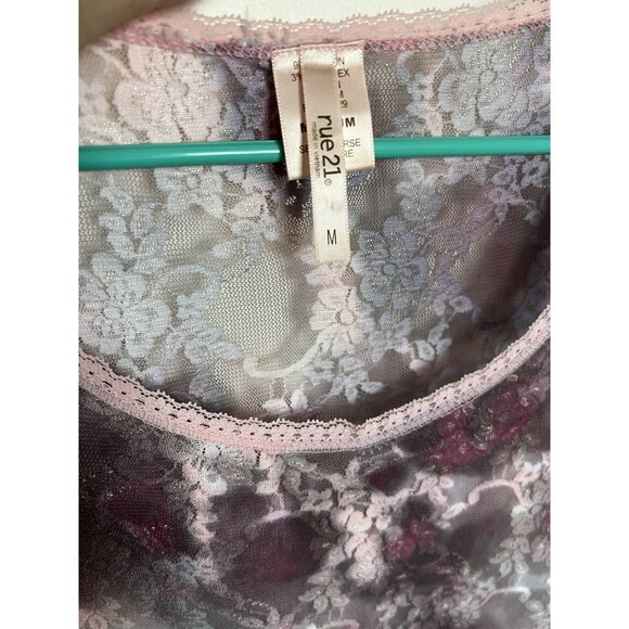 Rue 21 Purple And Pink Lace Top Short Sleeve Size M Fairy Whimsigoth - Picture 3 of 12